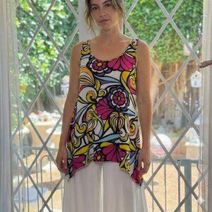 The Pyramid Collection Retro Psychedelic Floral Tunic Size L